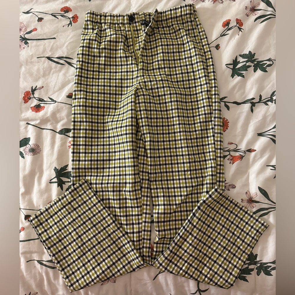 Brandy Melville Yellow and Blue Plaid Pants